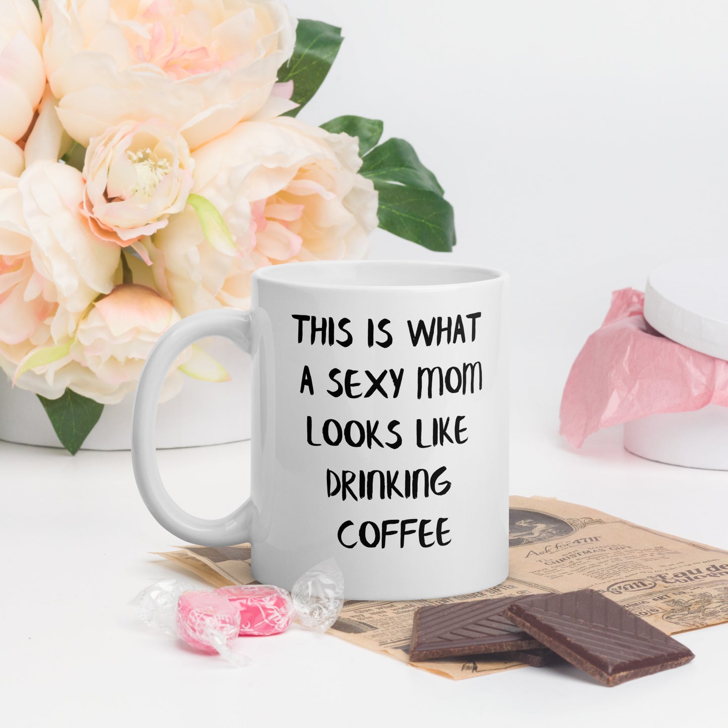 Sexy Mom Mug White WIth Black Text